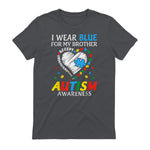 I Wear Blue For My Brother Autism Awareness in Charcoal - back view