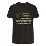 Husband Daddy Protector Hero Fathers Day Camo American Flag in Dark Chocolate - back view