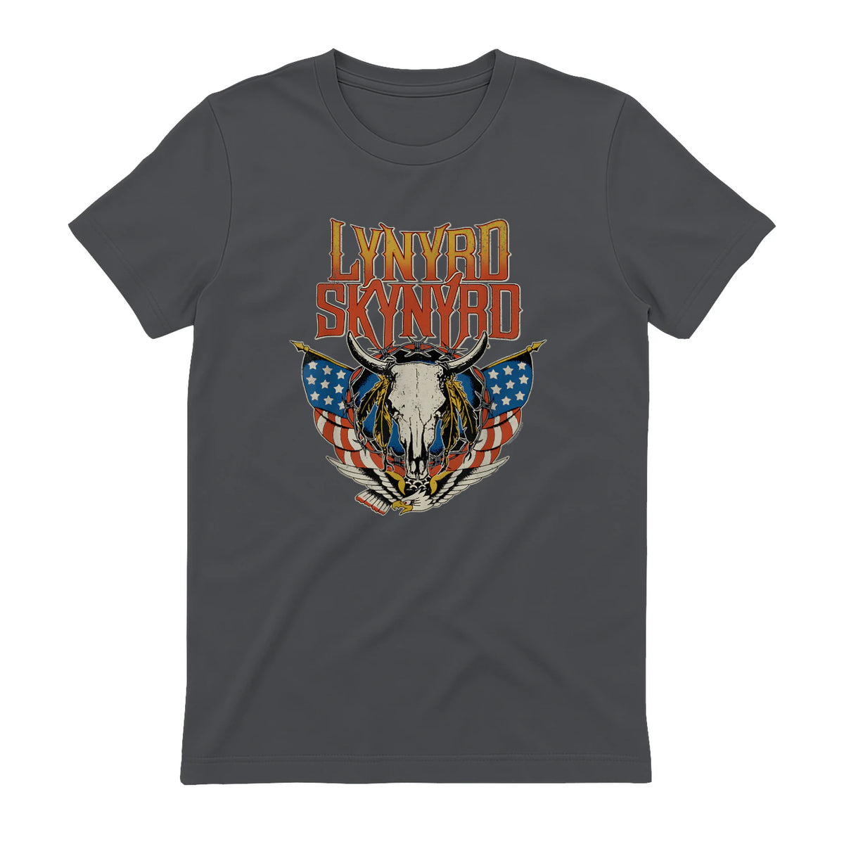 Lynyrd Skynyrd - Americana Steer Skull T-Shirt in Charcoal - back view