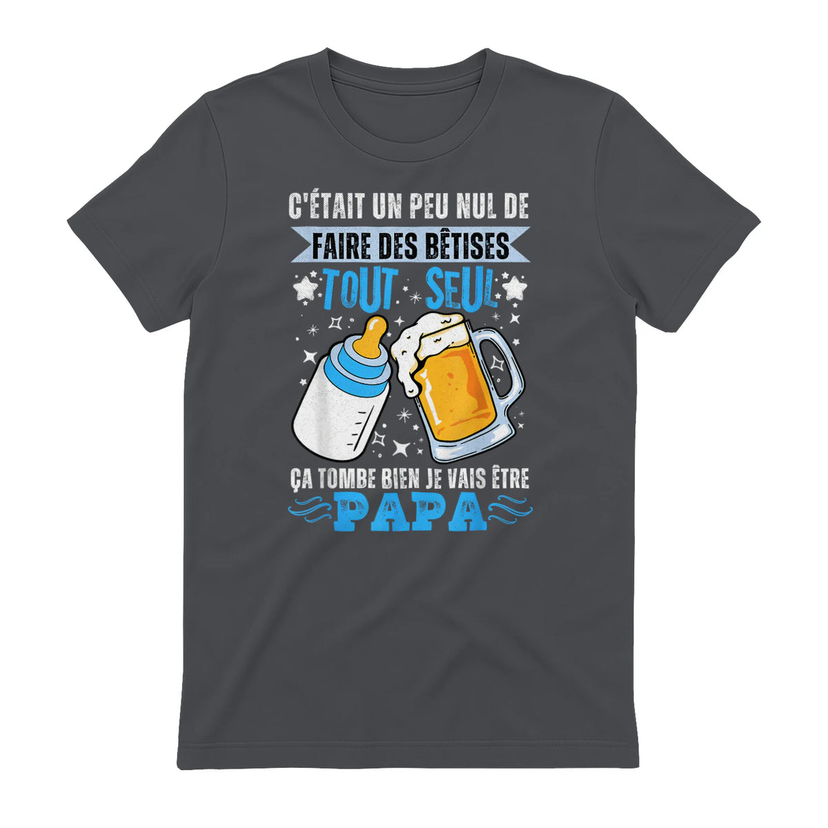 bientôt papa 2026 Annonce Futur Papa Humour Nouveau Papa tee in Charcoal - back view