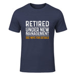 Funny Retirement Party Men's T-Shirt - Dad Humor, Classic Fit, Short Sleeve - Black in Heather Navy - front view