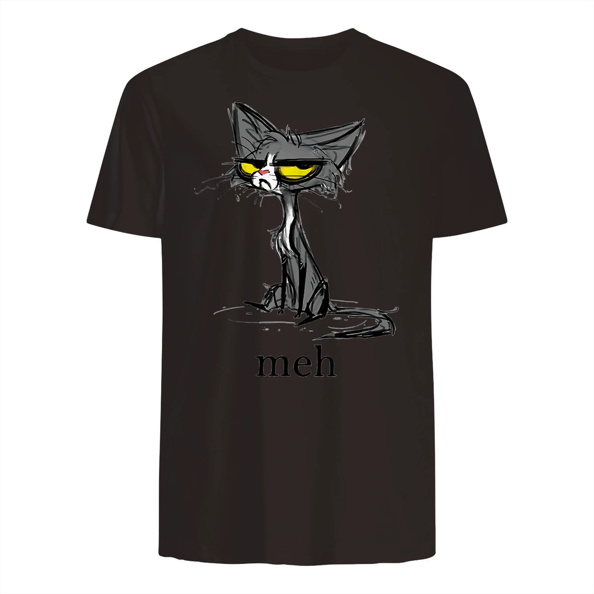 Funny Meh Cat Gift for Cat Lovers in Dark Chocolate - back view