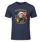 Anniversary Eagle Liberty Bell T-Shirt in Heather Navy - front view