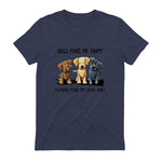 Dogs Makes Me Happy Humans Make My Head Hurt T-Shirt in Heather Navy - back view