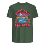 Daddy's Lil Squirter Joke T-Shirt in Military Green - back view
