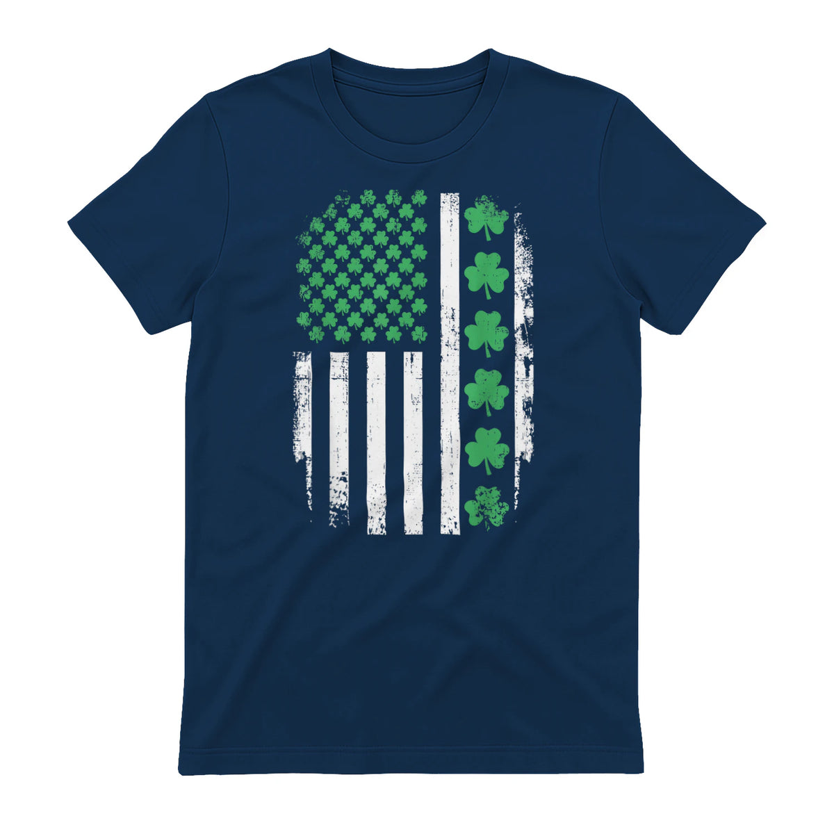 US American Flag with Shamrocks for St Patricks Day T-Shirt in Navy - back view