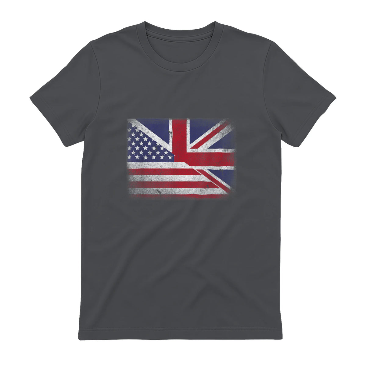 Vintage Half American Half British Flag Great Britain USA T-Shirt in Charcoal - back view