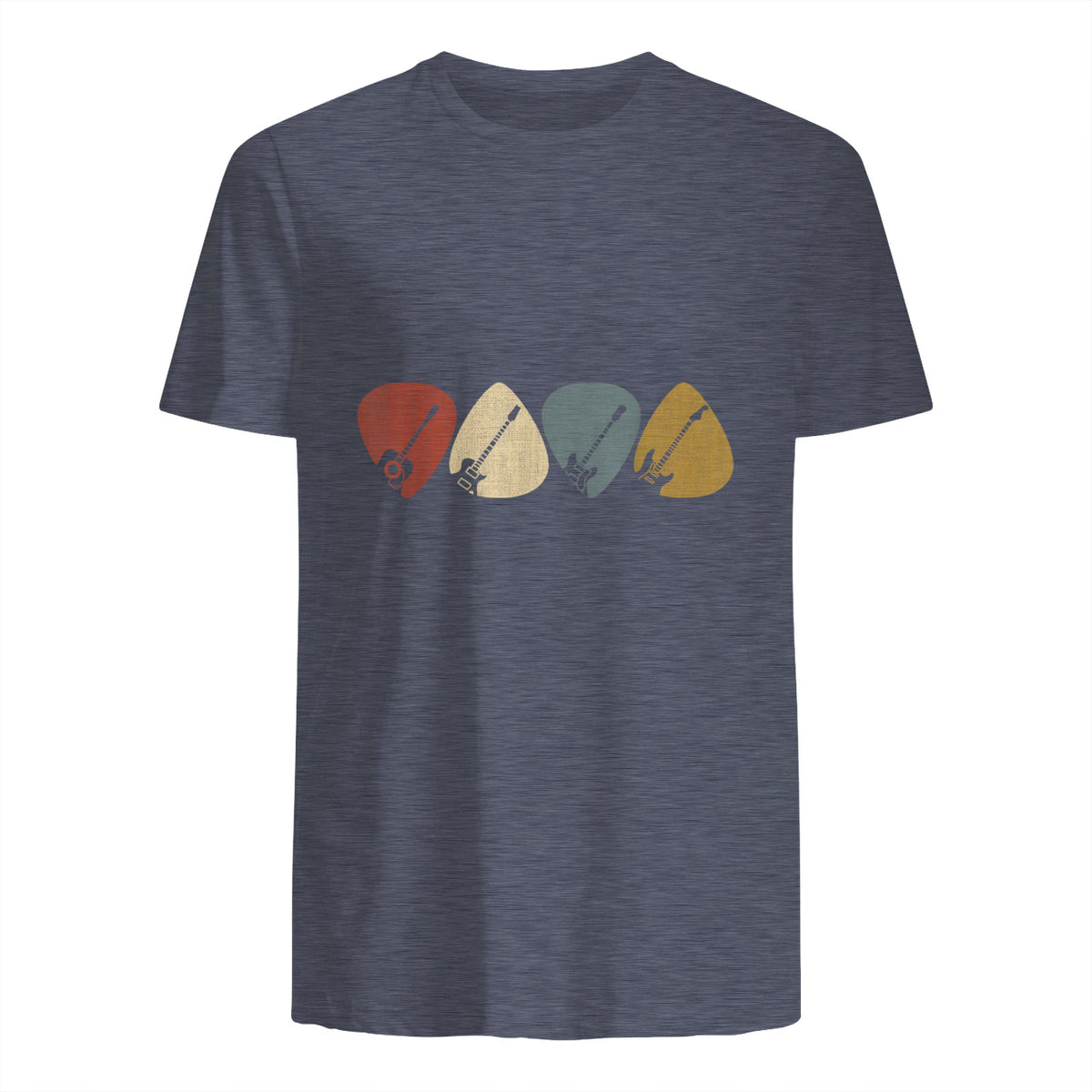 Gitarren-Auswahl-Gitarrist Retro Vintage für Gitarrenliebhaberinnen, Schwarz, S, Kurzarm, , Herren, Retro in Heather Navy - back view