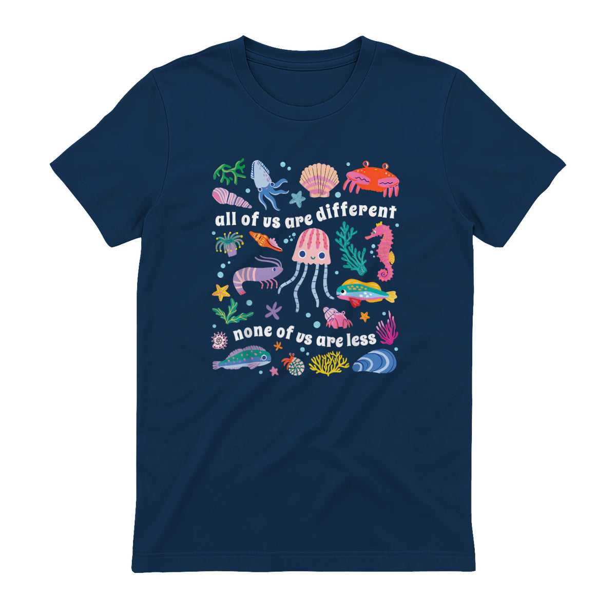 All of Us are Different None of Us are Less Autism Awareness in Navy - back view