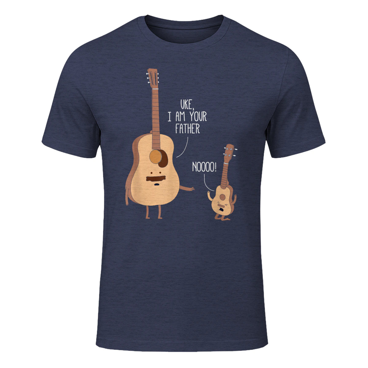 Uke I Am Your Father T Shirt Ukulele Guitar Music in Heather Navy - front view