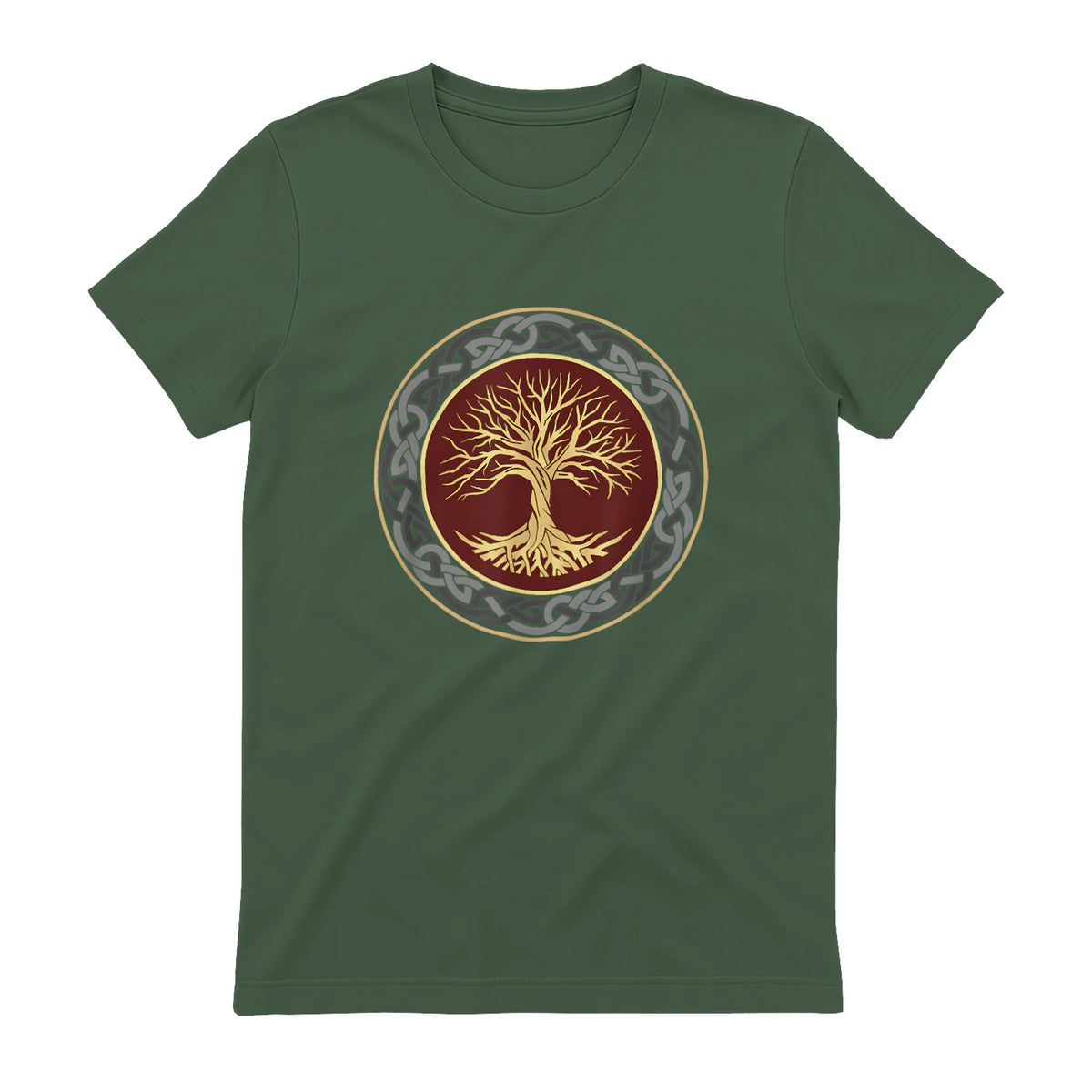 Baum des Lebens Wikinger keltischer Lebensbaum nordisch Halbarm in Military Green - back view