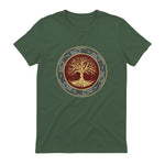 Baum des Lebens Wikinger keltischer Lebensbaum nordisch Halbarm in Military Green - back view