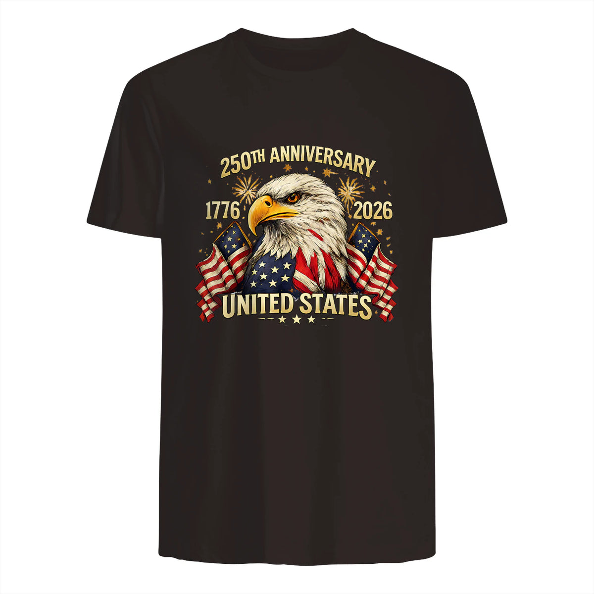 American Flag Anniversary T-Shirt in Dark Chocolate - back view