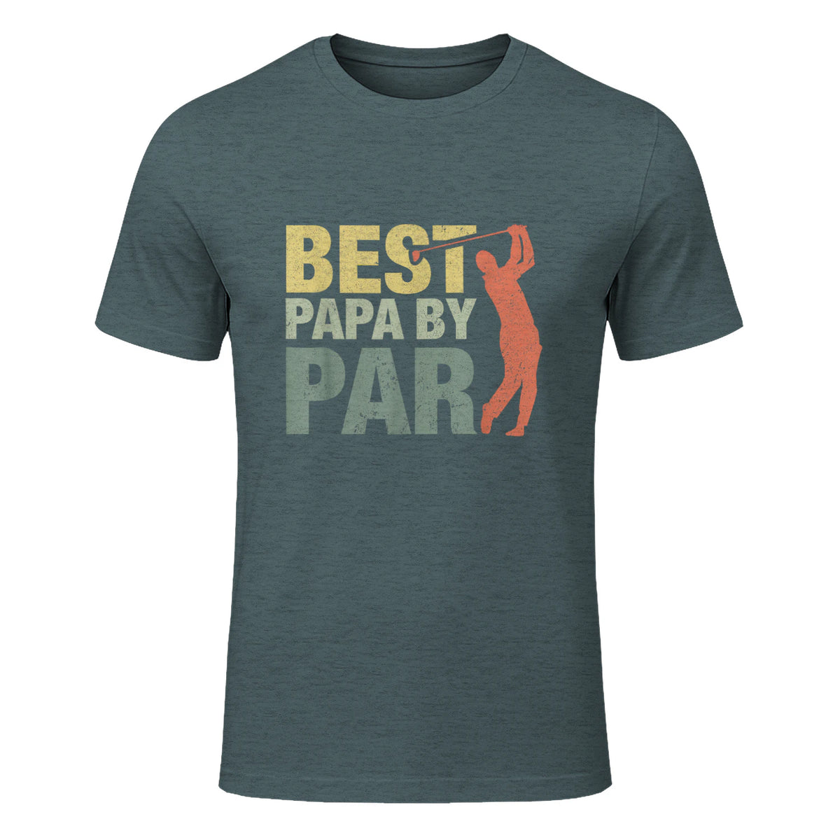 Funny Best Papa By Par Father's Day Golf Gift Grandpa in Dark Heather - front view