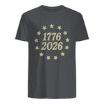 American Flag Front and Back Anniversary T-Shirt in Charcoal - back view