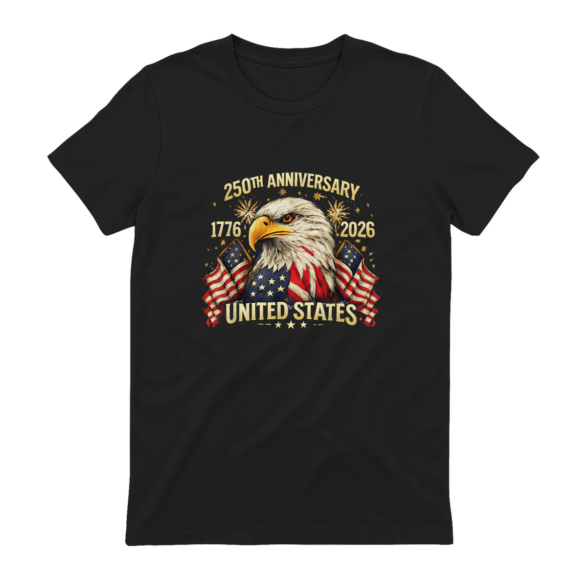 American Flag Anniversary T-Shirt in Black - back view