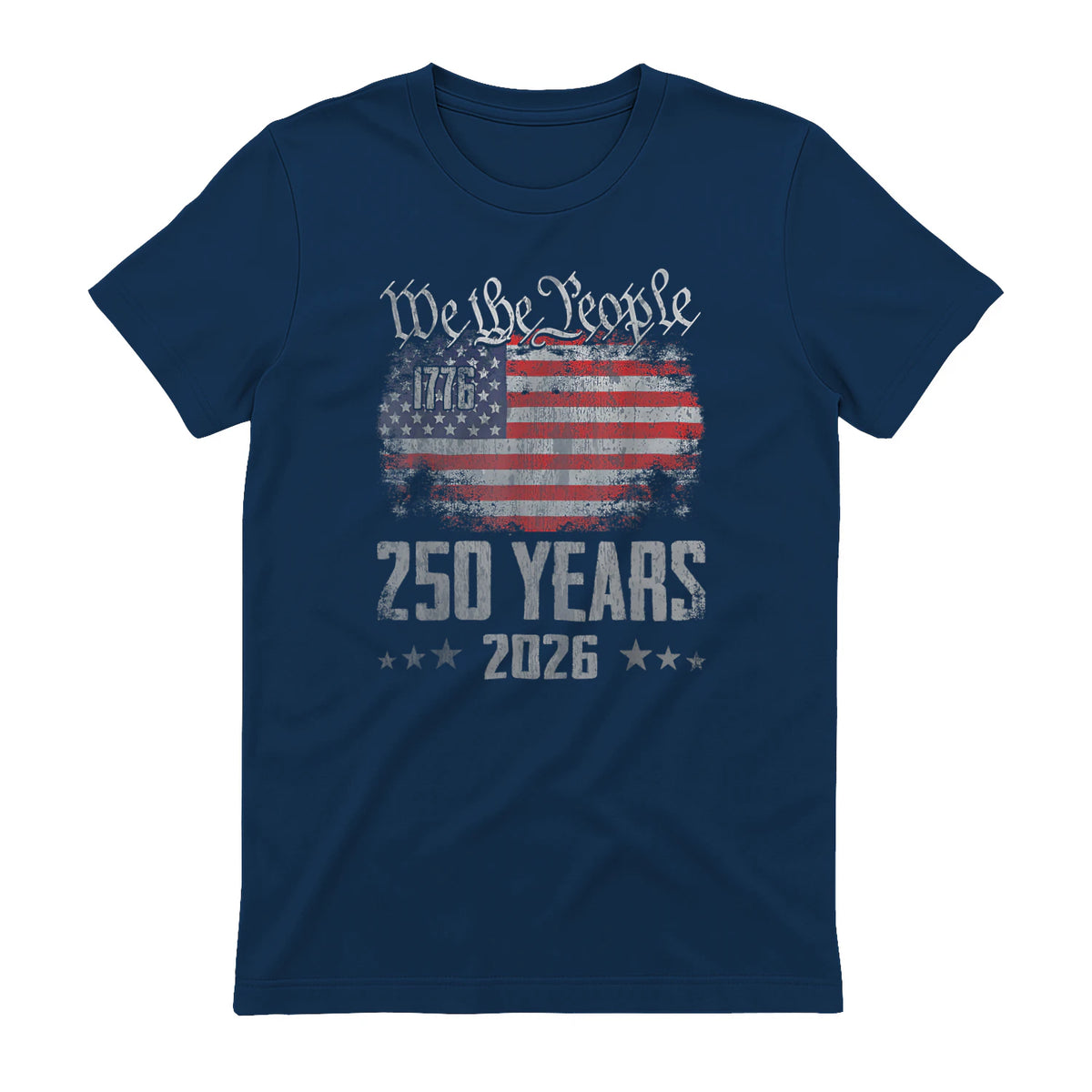 Vintage Anniversary Fourth of July Birthday T-Shirt in Navy - back view
