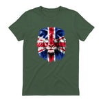 Union Jack UK Flag Lion Face Great Britain Union Jack Flag in Military Green - back view