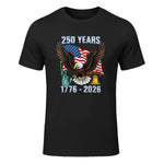 American Flag Fourth of July Anniversary T-Shirt in Black - front view