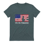 State Trooper USA Flag T-Shirt Gift T-Shirt in Dark Heather - back view