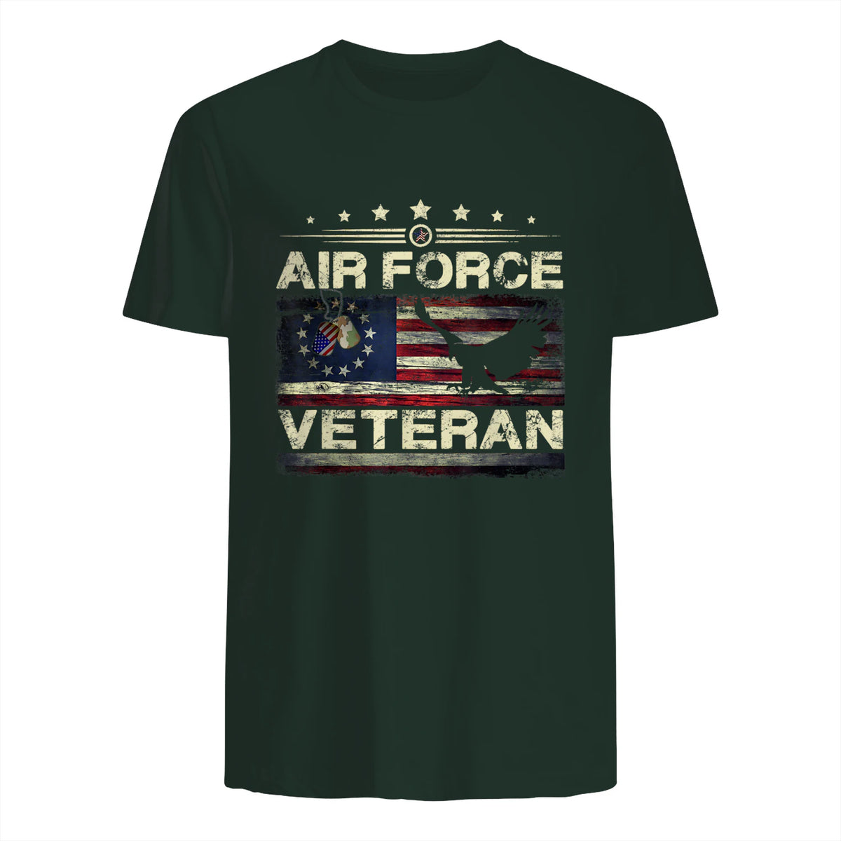 Veteran US Air Force TShirt - American Betsy Ross Flag T-Shirt in Forest Green - back view
