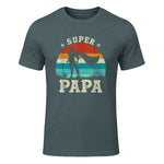 Fête des Pères Meilleur Père Humour Retro Super Papa Parfait in Dark Heather - front view