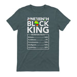 Juneteenth Black King Nutritional Facts Melanin Men Father in Dark Heather - back view