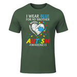 I Wear Blue For My Brother Autism Awareness in Military Green - front view