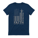 America Pride US Flag Faith Over Fear Prayer T-Shirt in Navy - back view