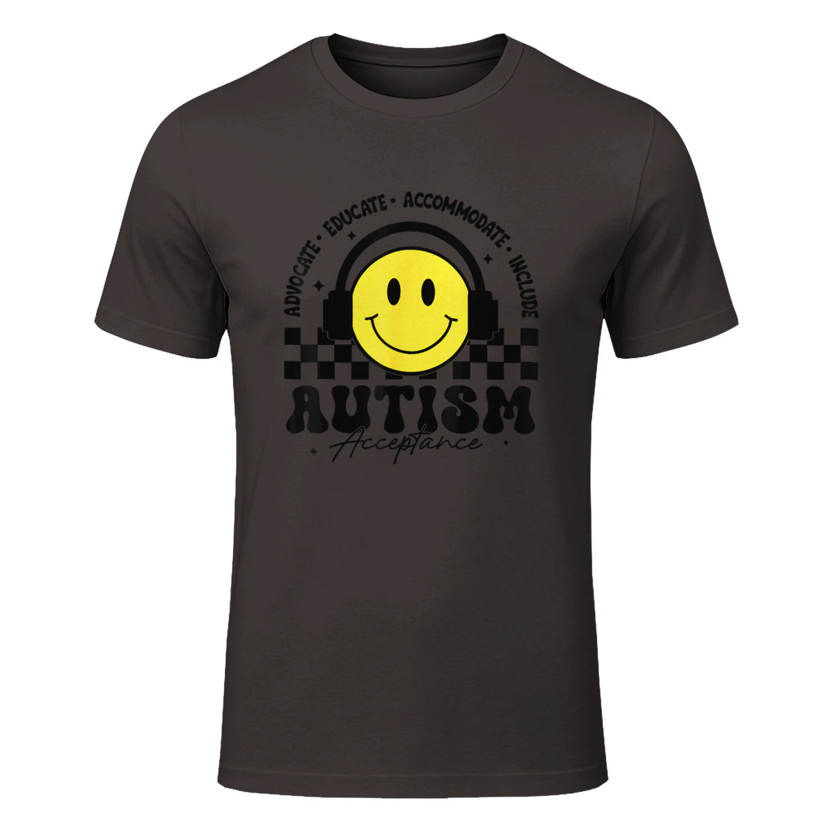 Autism Awareness Acceptance Special Education Teacher Kids in Dark Chocolate - front view
