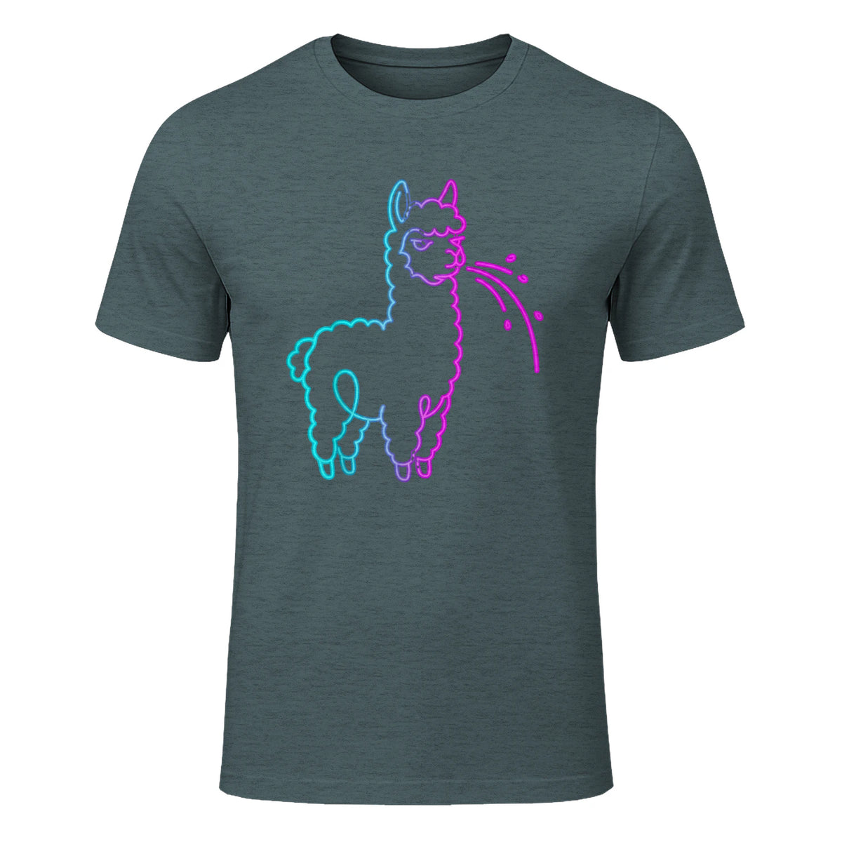 Fluff Around and Find Out Funny Fluffy Spitting Lama in Dark Heather - front view