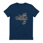 Dirt Bike American Flag T-Shirt Motocross Enduro Shirt T-Shirt in Navy - back view