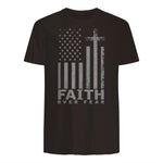 America Pride US Flag Faith Over Fear Prayer T-Shirt in Dark Chocolate - back view