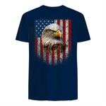 American Flag Bald Eagle Patriotic Red White Blue T-Shirt in Navy - back view