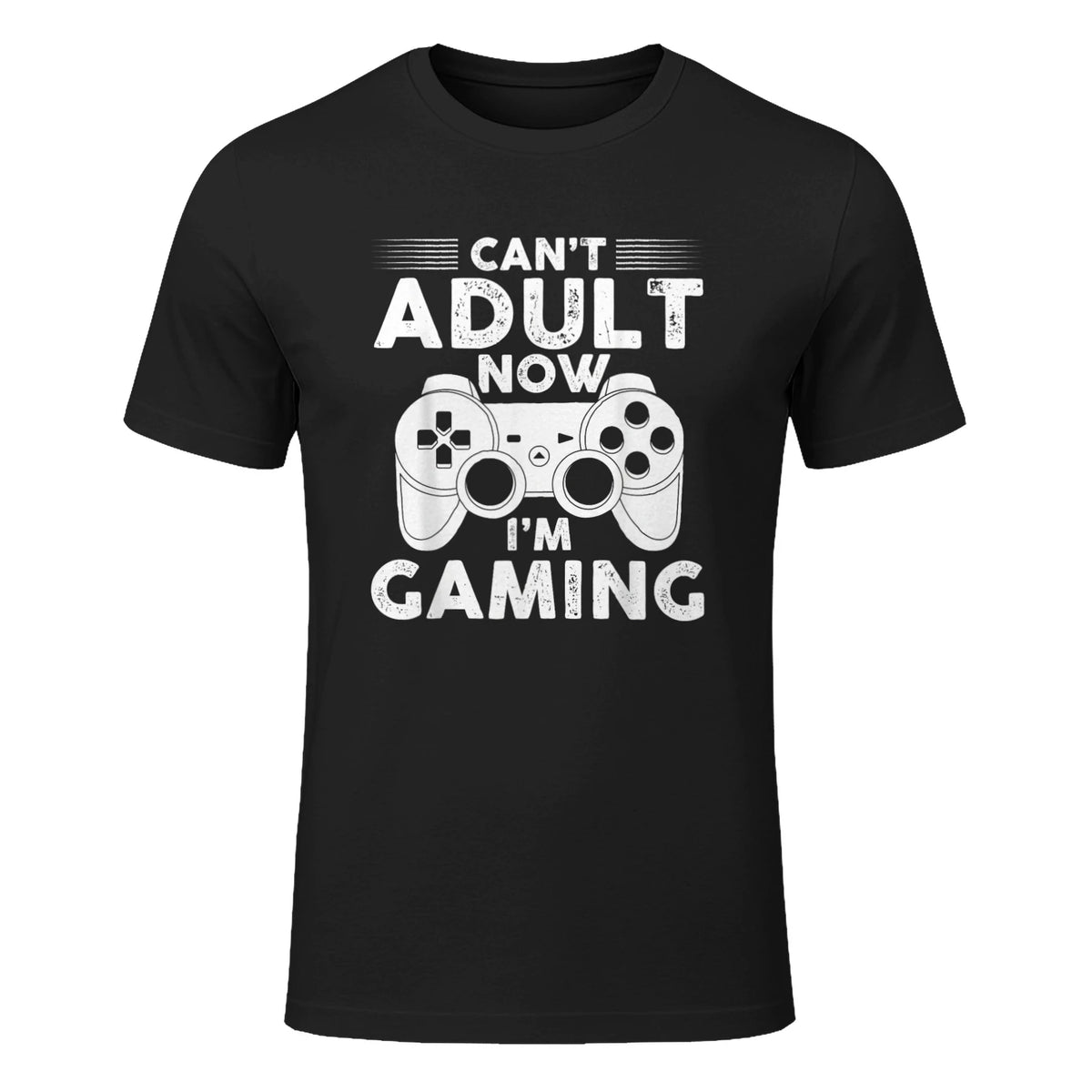 I Can't Adult Now I'm Gaming Gamer Console T-Shirt in Black - front view