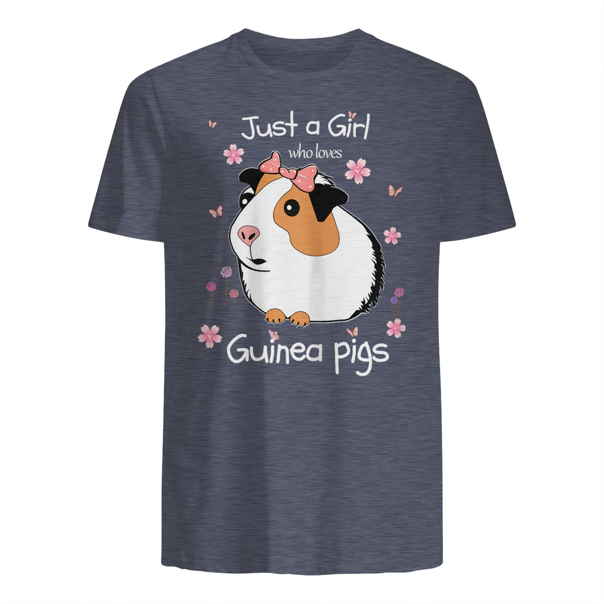 Just a Girl Who Loves Guinea Pigs - Cute Pets Lover Gift in Heather Navy - back view