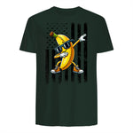 Dabbing Banana Retro American Flag Banana Lover Boys Kids T-Shirt in Forest Green - back view