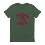 Philadelphia Street Map Liberty Bell Vintage Maroon Philly T-Shirt in Military Green - back view