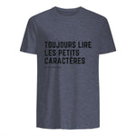 Toujours Lire Les Petits Caractères Futur Je Vais Être Papa T-Shirt in Heather Navy - back view