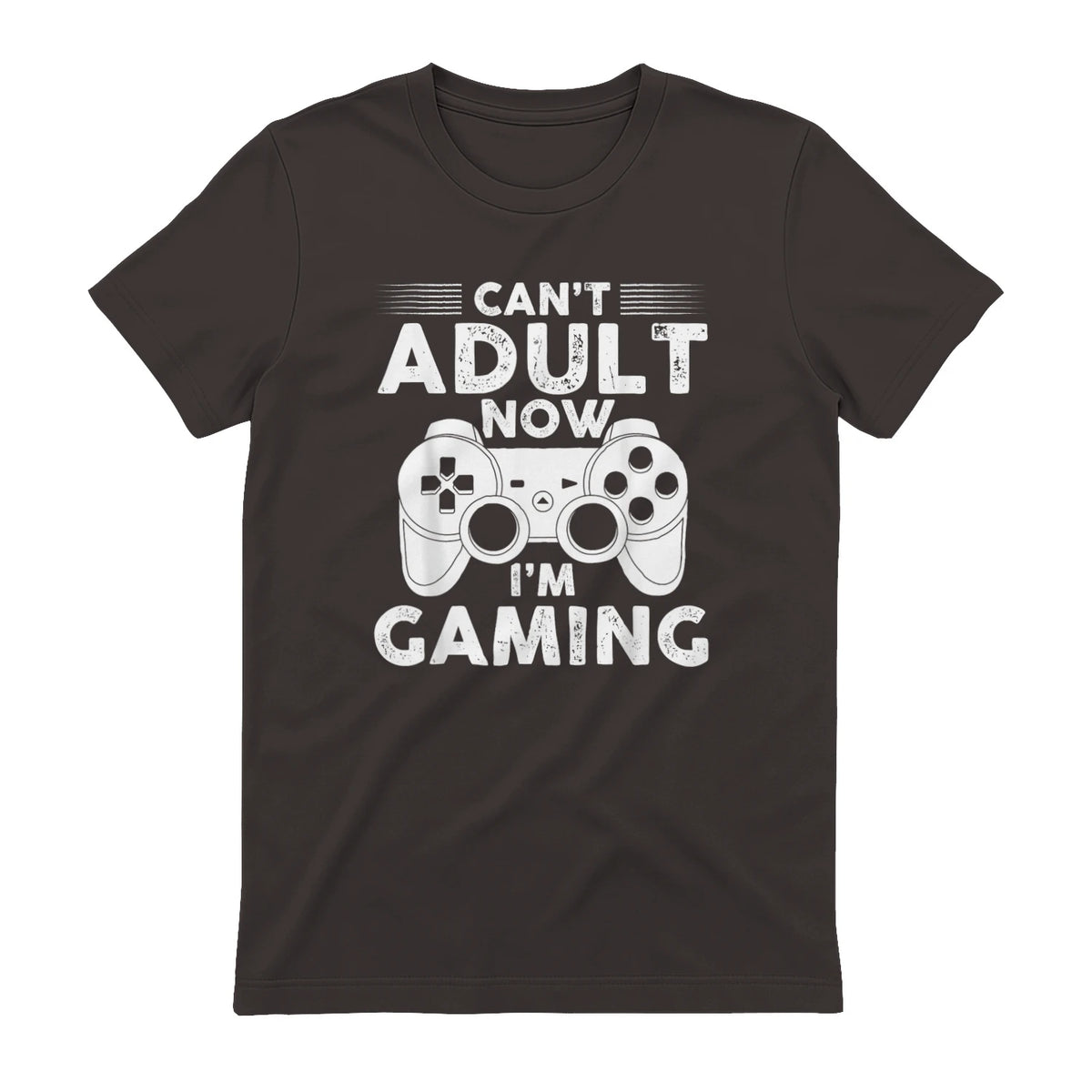 I Can't Adult Now I'm Gaming Gamer Console T-Shirt in Dark Chocolate - back view