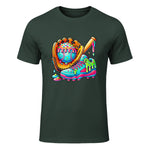 Ice Cream Drip Baseball Stuff Baseball Drip for Boys Graphic T-Shirt in Forest Green - front view