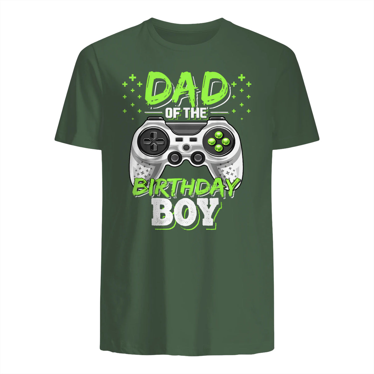 Dad of The Birthday Boy Matching Video Gamer Birthday Party in Military Green - back view