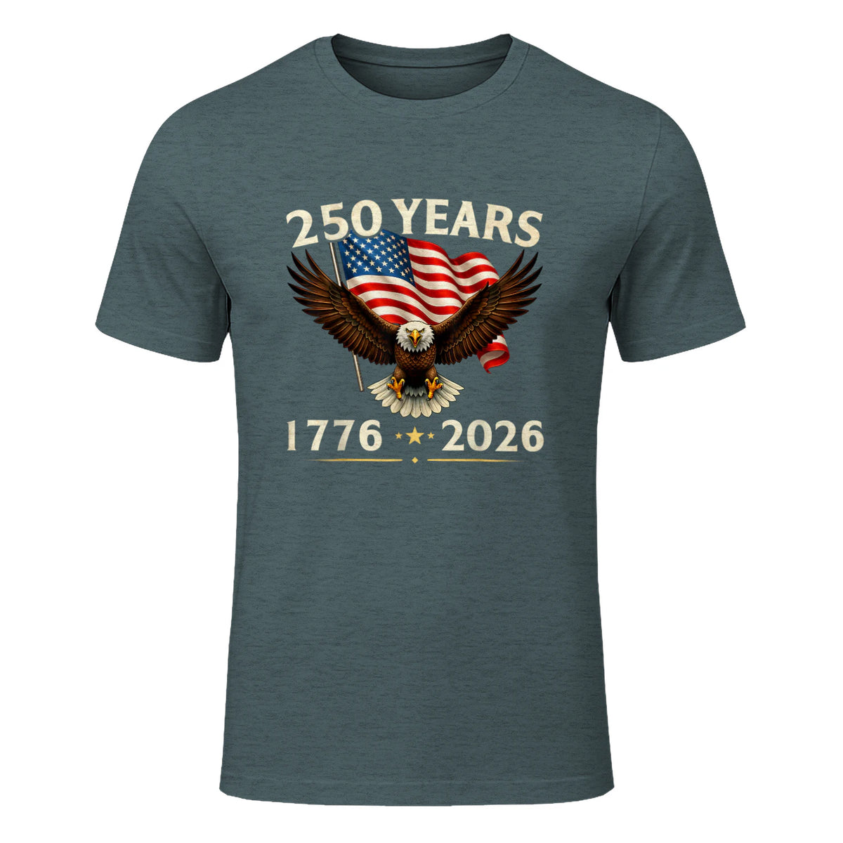 Patriotic Eagle Independence Anniversary T-Shirt in Dark Heather - front view