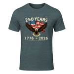 Patriotic Eagle Independence Anniversary T-Shirt in Dark Heather - front view