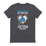 Blue for My Brother Autism Awareness Family Sister Sibling in Charcoal - back view