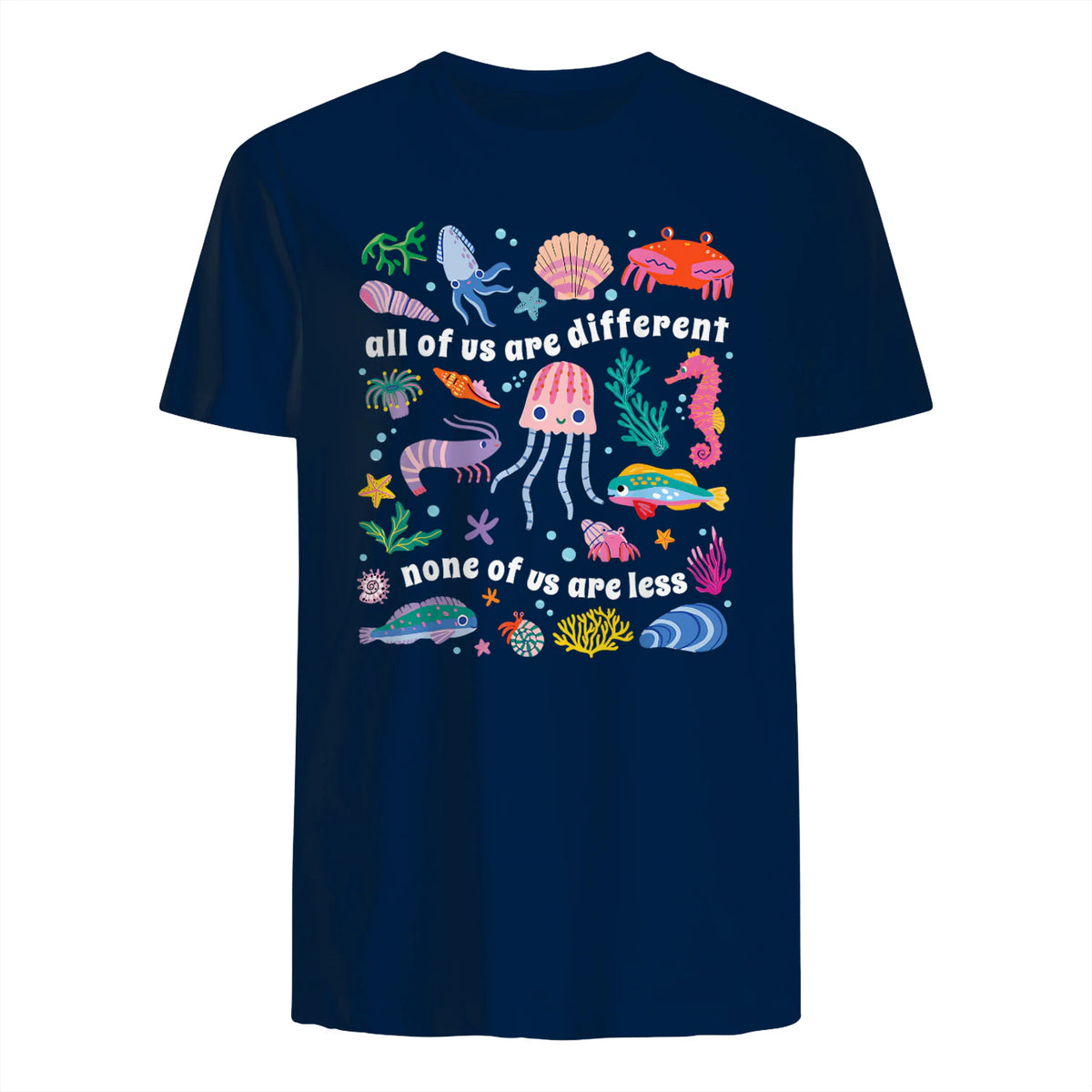 All of Us are Different None of Us are Less Autism Awareness in Navy - back view