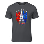 American Patriotic Fourth of July Anniversary T-Shirt in Charcoal - front view