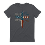 USA Flag Religious Quote Fourth of July Christian Faith T-Shirt in Charcoal - back view
