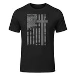 (Art) American Flag Christian Faith Cross Patriotic T-Shirt in Black - front view