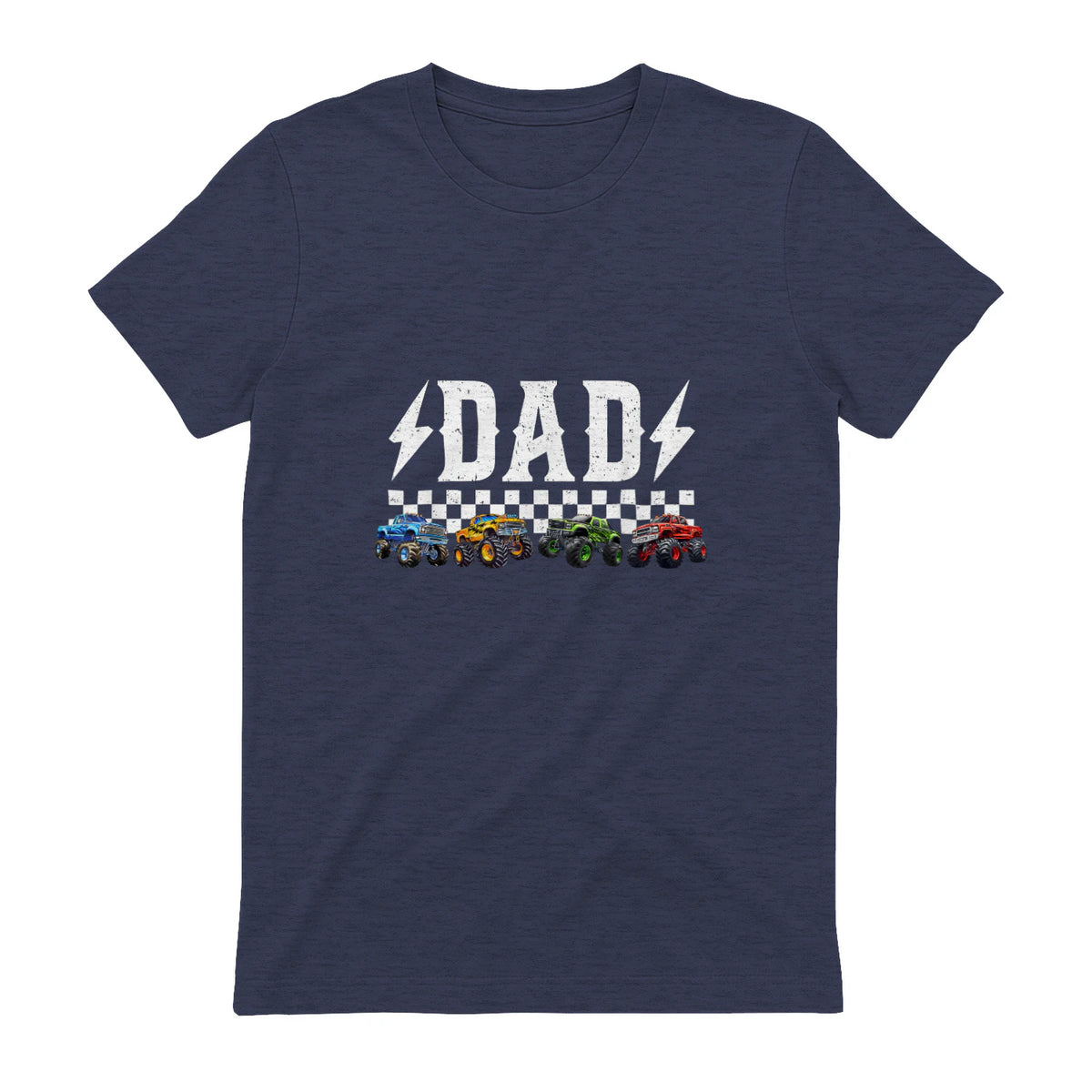 Dad Retro Monster Truck T-Shirt in Heather Navy - back view